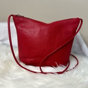 SVEN USA Elegant Red Leather Crossbody Bag